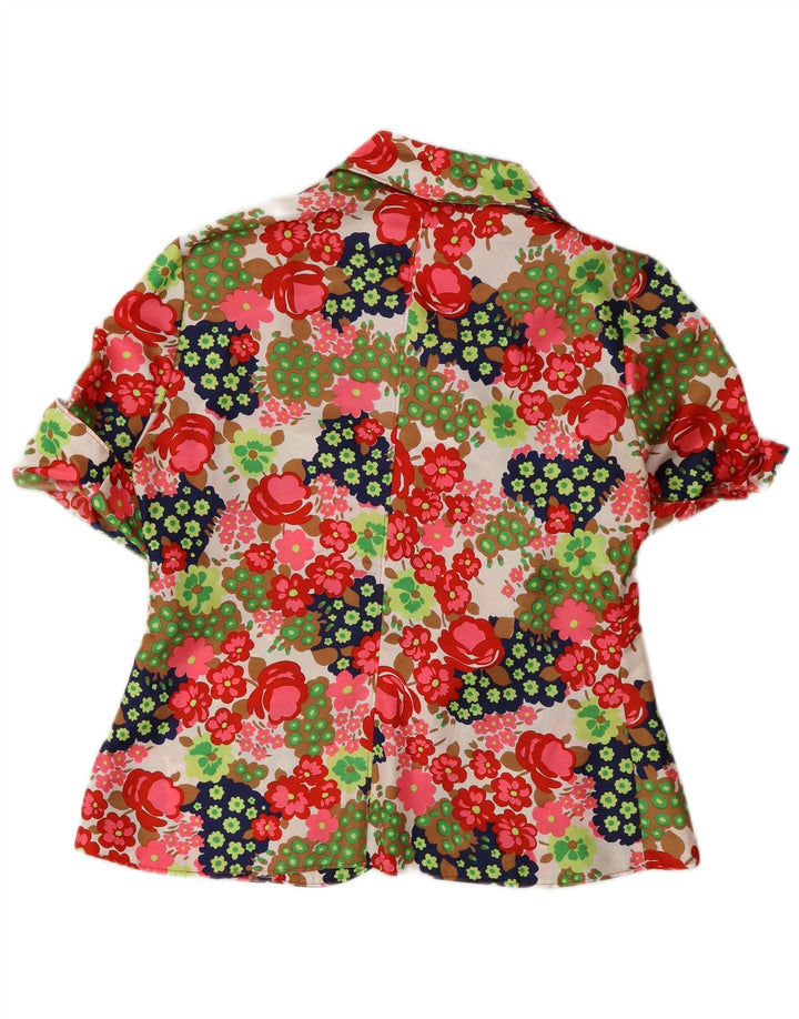 Jaqueta blazer feminina VINTAGE de manga curta Reino Unido 12 médio multicolorido