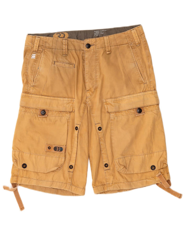 G-Star Mens Graphic Cargo Shorts W32 Algodão Bege Médio