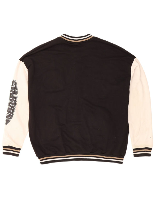 Rifle Mens Graphic Varsity Jacket UK 42 XL Black Colourblock Cotton