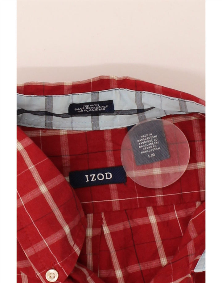 IZOD Mens NON - IRON Shirt Large Red Check Cotton Vintage Izod and Second-Hand Izod from Messina Hembry 