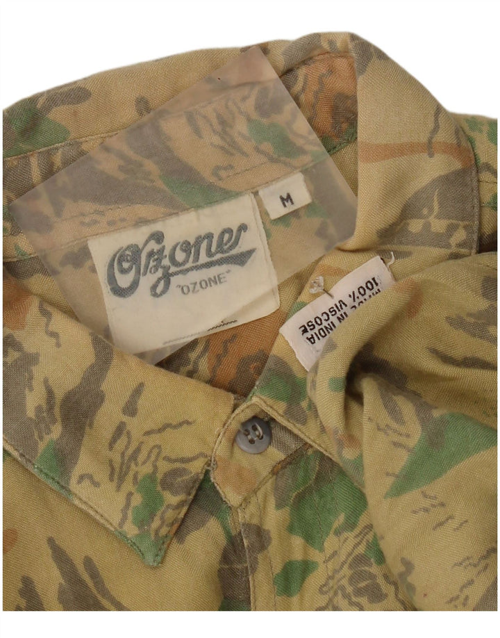 Camisa masculina Ozone com padrão abstrato viscose amarela média