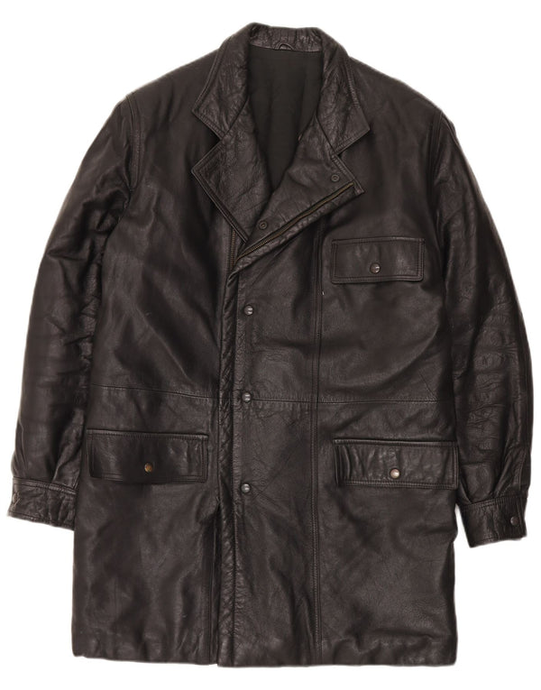 Jaqueta de couro masculina vintage IT 48 média preta