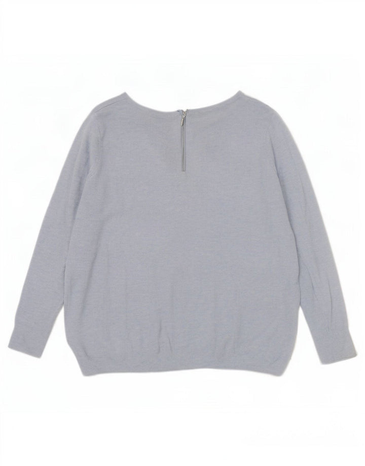 Suéter feminino Marks & Spencer grande com gola canoa Reino Unido 10 pequeno azul