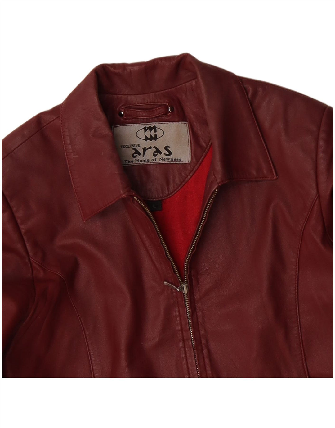 Jaqueta de couro feminina vintage Reino Unido 14 grande couro vermelho