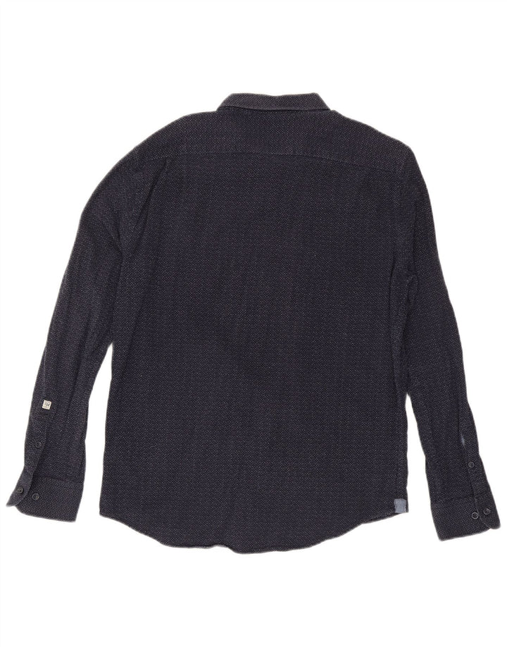 Camisa masculina PEPE Jeans XL azul marinho algodão manchado