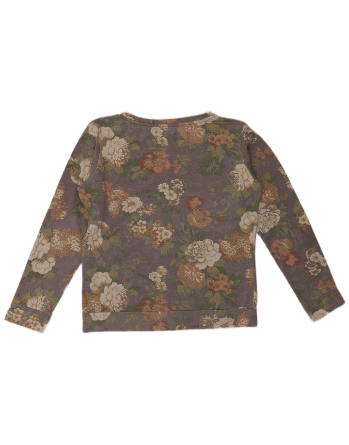 Suéter feminino Brugi de algodão floral cinza médio
