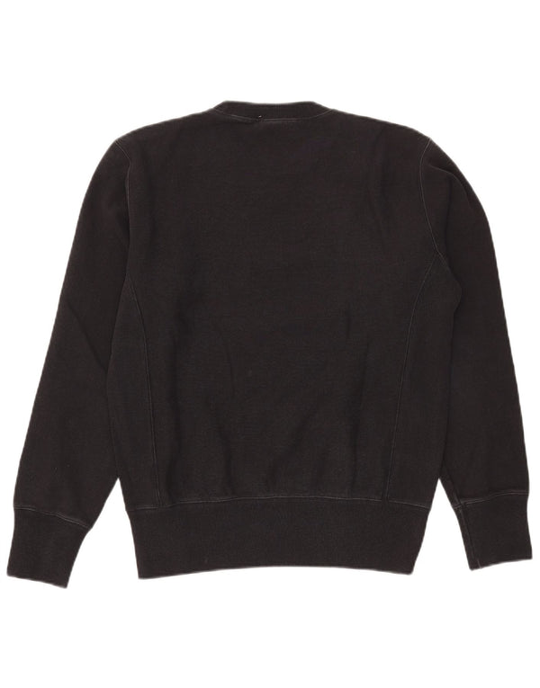 Campeão masculino Reverse Weave Graphic moletom jumper médio algodão preto