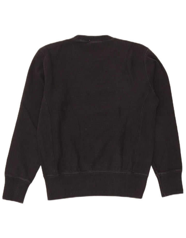 Campeão masculino Reverse Weave Graphic moletom jumper médio algodão preto
