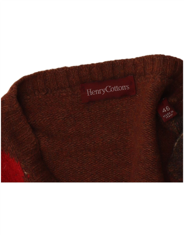 Suéter cardigã feminino Henry Cottons IT 46 grande marrom argyle/diamante