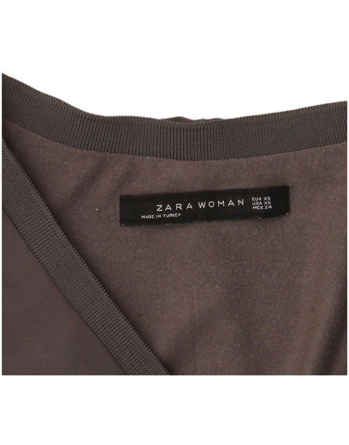 Zara blusa feminina manga comprida top UK 6 XS cinza