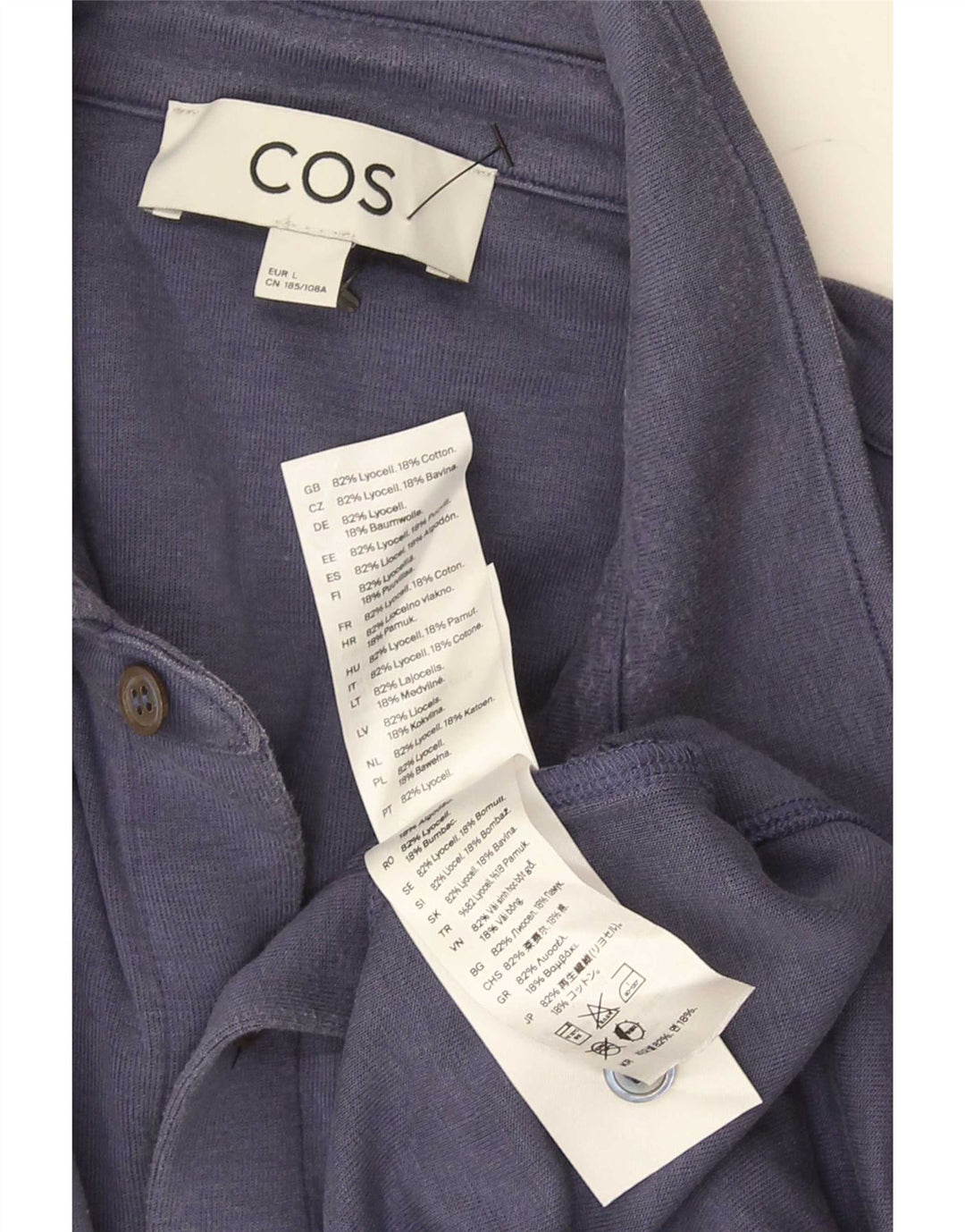 Cos Camisa masculina de manga curta grande azul marinho Lyocell