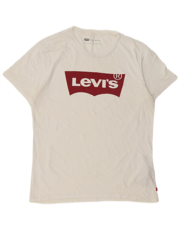 Camiseta masculina Levi's Standard Fit gráfica top grande de algodão branco
