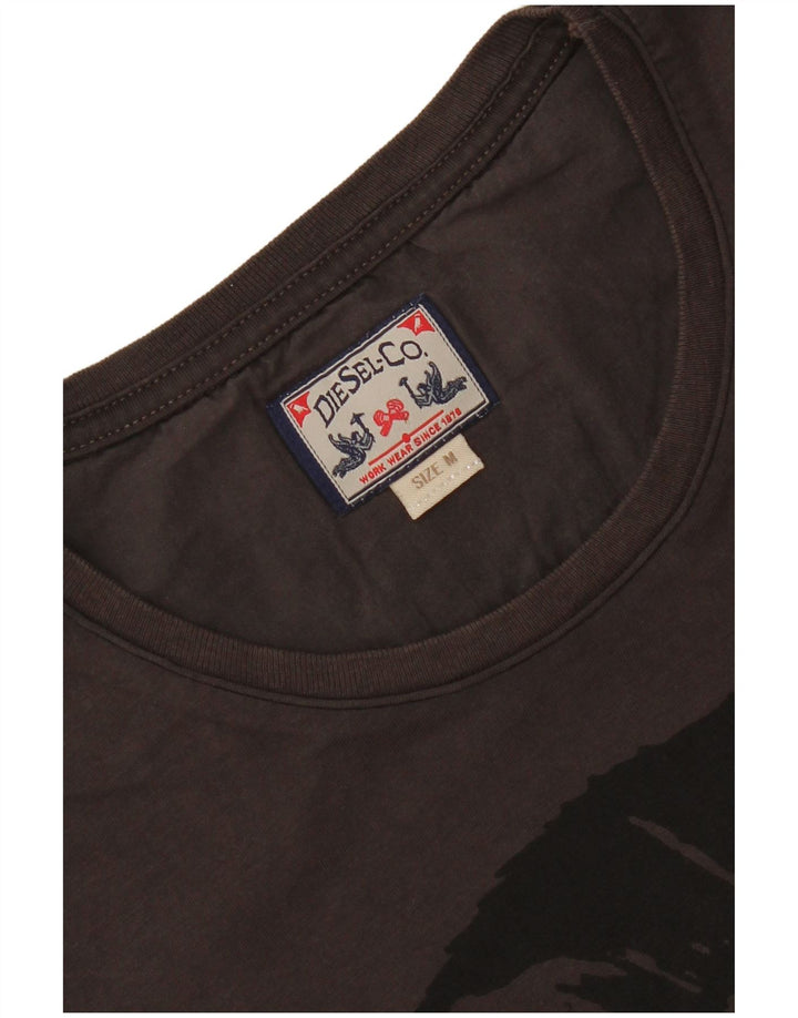 Diesel Camiseta Masculina Graphic Top Médio Preto