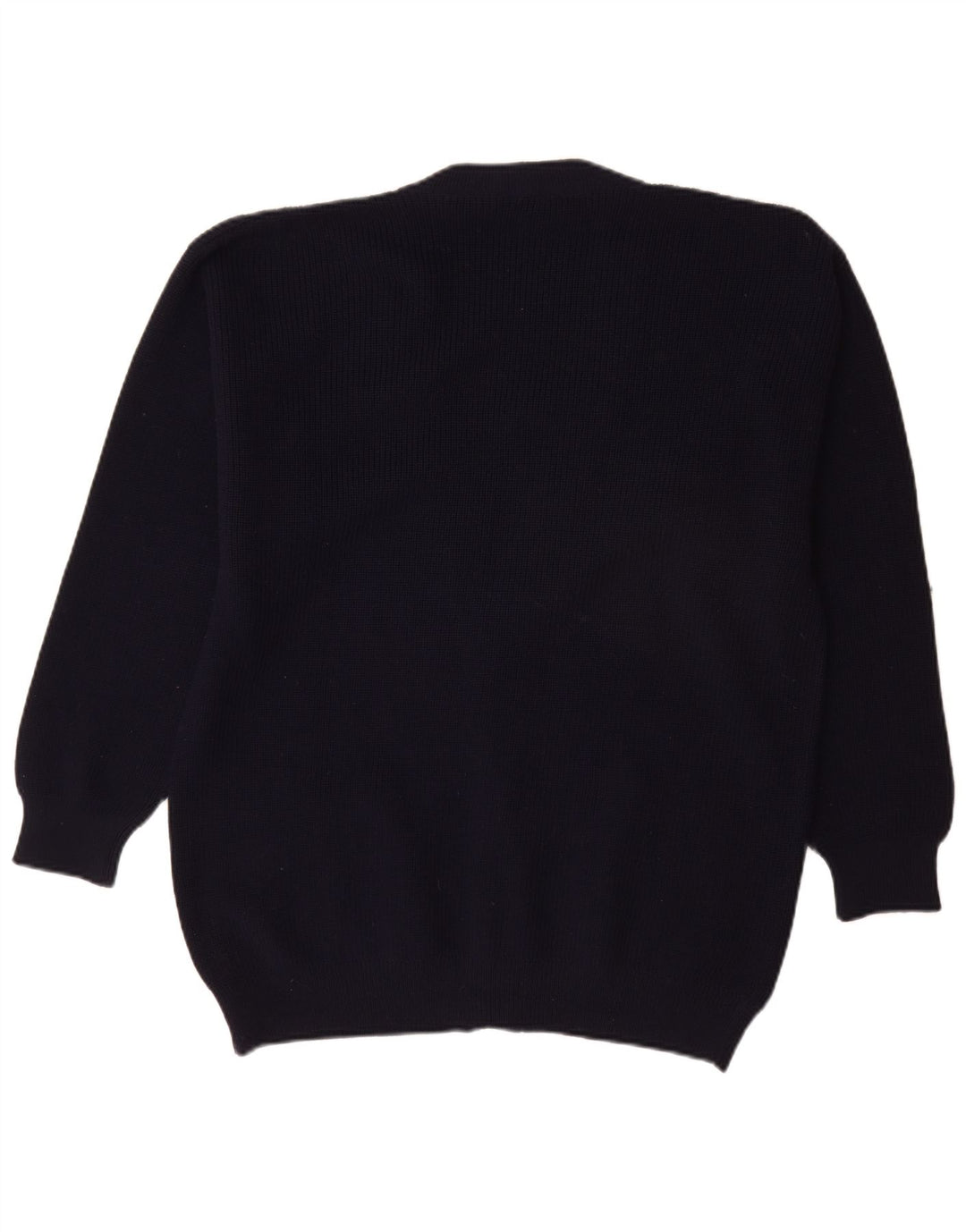 Suéter cardigã masculino vintage grande azul marinho lã nova