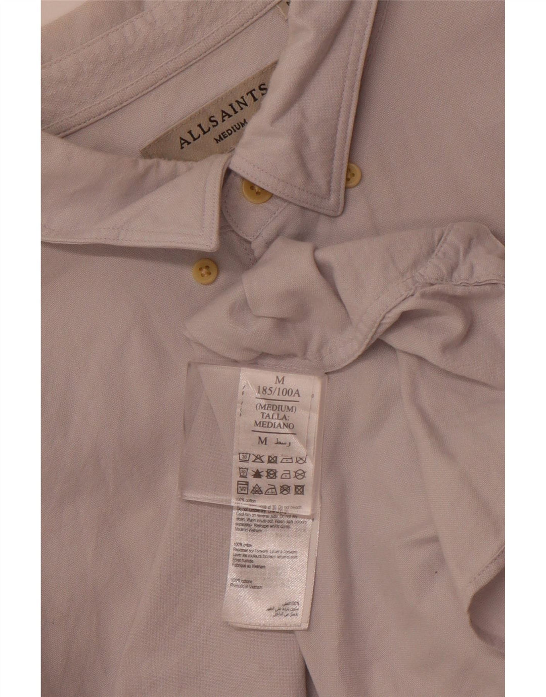 Camisa masculina All Saints de algodão branco médio