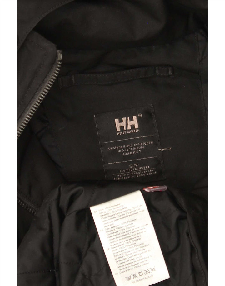 Trench Coat com capuz feminino Helly Hansen UK 10 pequeno poliéster preto