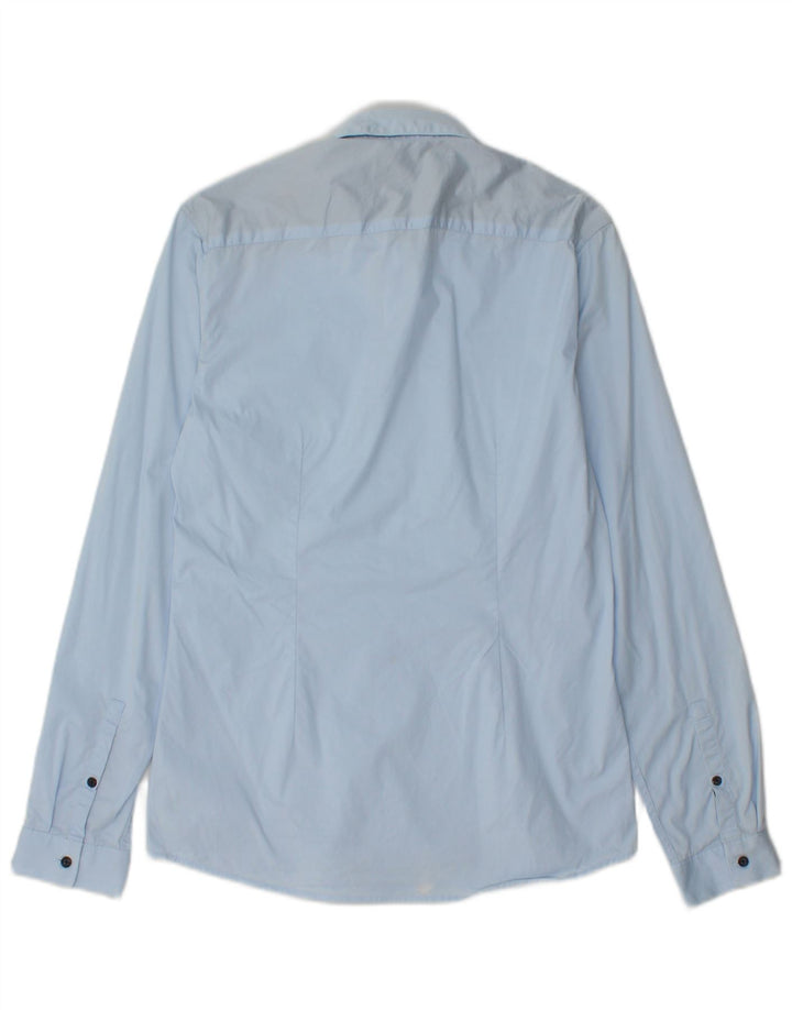 Camisa masculina extra slim fit JULES algodão azul médio