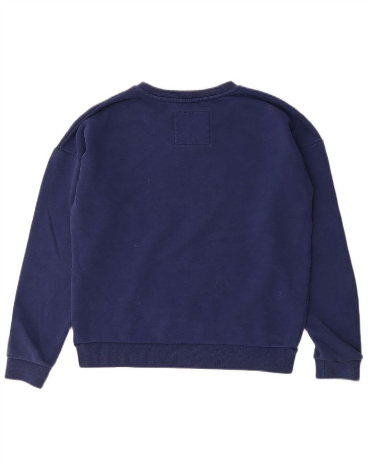 Superdry feminino gráfico oversized moletom jumper UK 12 médio azul marinho