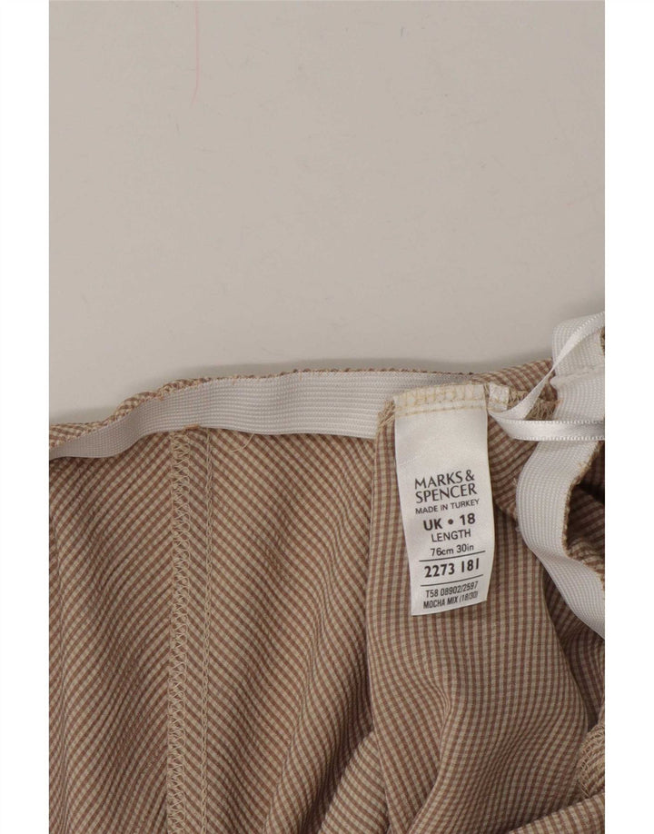 Saia larga feminina Marks & Spencer UK 18 XL W38 Bege Gingham Viscose