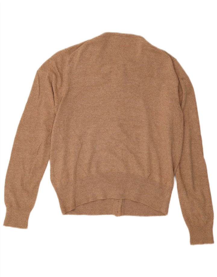 Suéter cardigã feminino Marks & Spencer com padrão abstrato Reino Unido 14 marrom médio