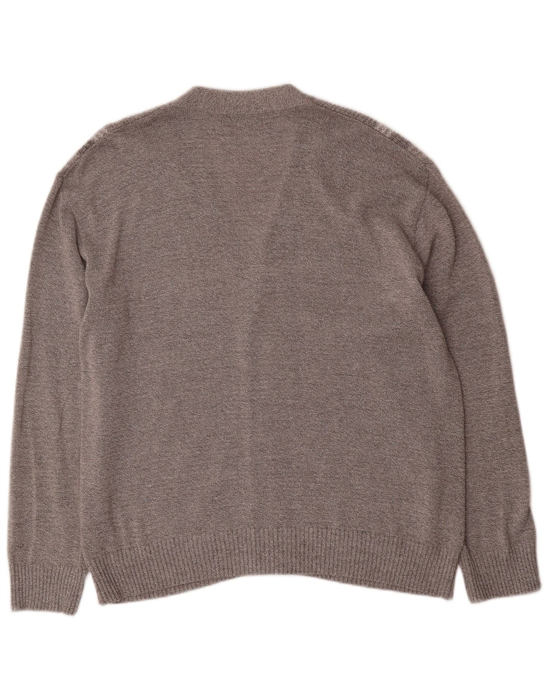 Senador Mens Cardigan Sweater IT 52 Grande Algodão Listrado Cinza