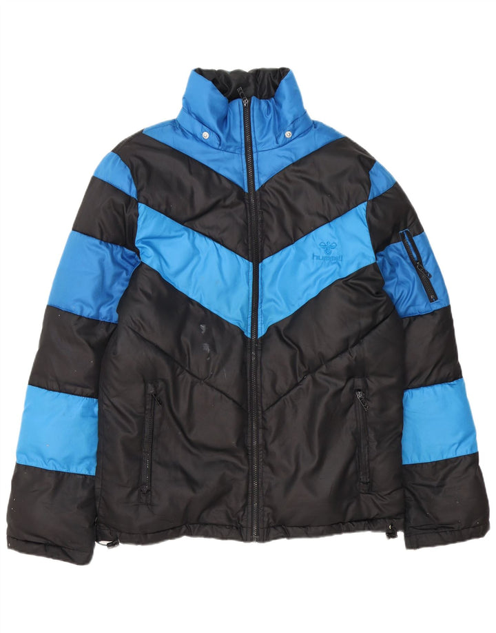 Jaqueta acolchoada masculina Hummel UK 38 poliéster colorblock preto médio