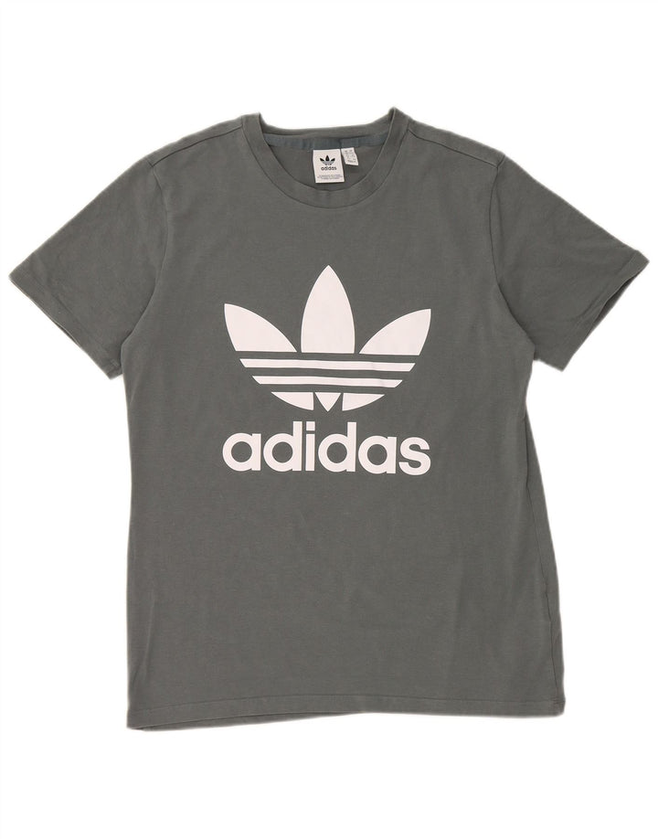 Camiseta feminina ADIDAS com estampa gráfica UK 16 grande algodão cinza