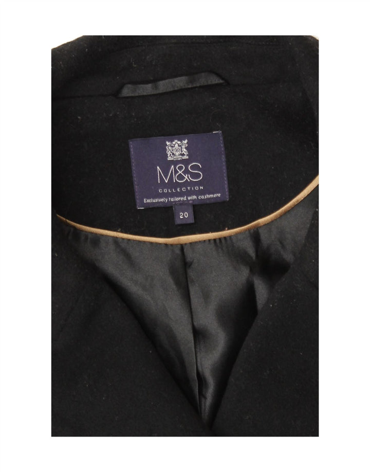 Casaco feminino Marks & Spencer com peito duplo UK 20 2XL lã preta