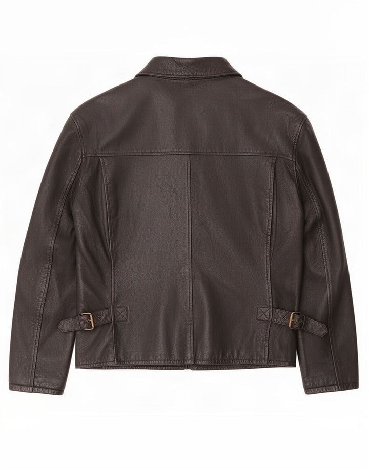 Jaqueta de couro masculina vintage UK 42 XL preta