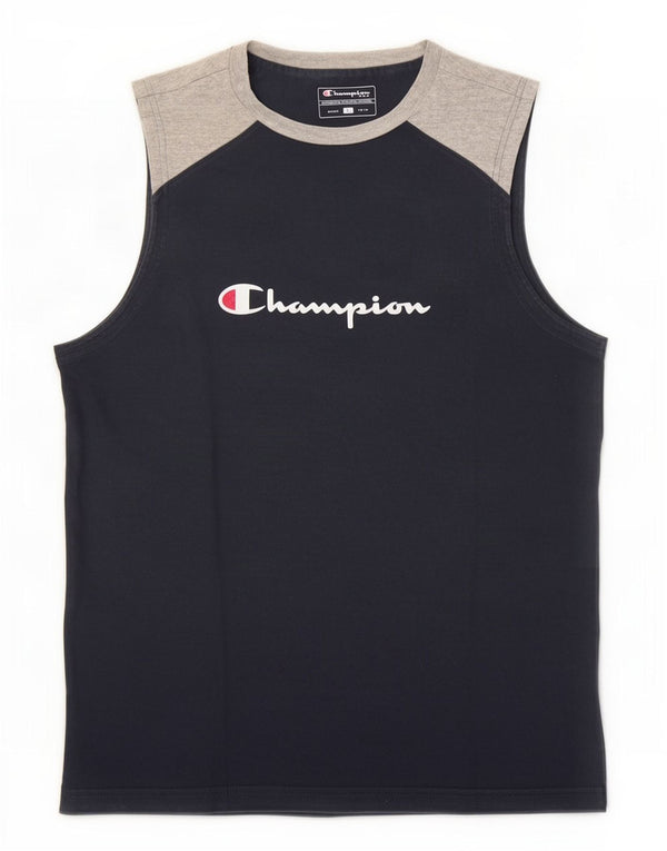 Colete gráfico masculino Champion grande algodão colorblock azul marinho
