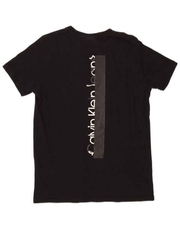 Camiseta feminina Calvin Klein Jeans com estampa gráfica UK 14 algodão preto médio