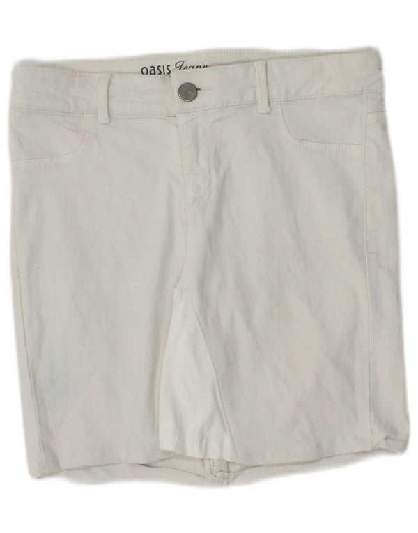 Shorts jeans feminino Oasis UK 12 médio W28 algodão branco