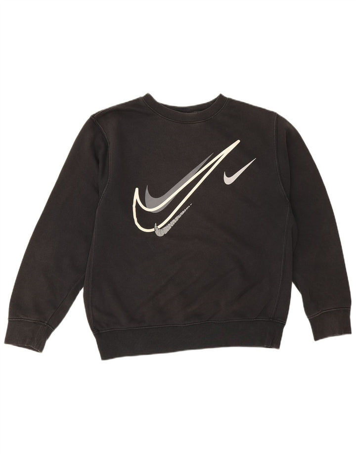 Nike masculino gráfico moletom jumper pequeno algodão preto