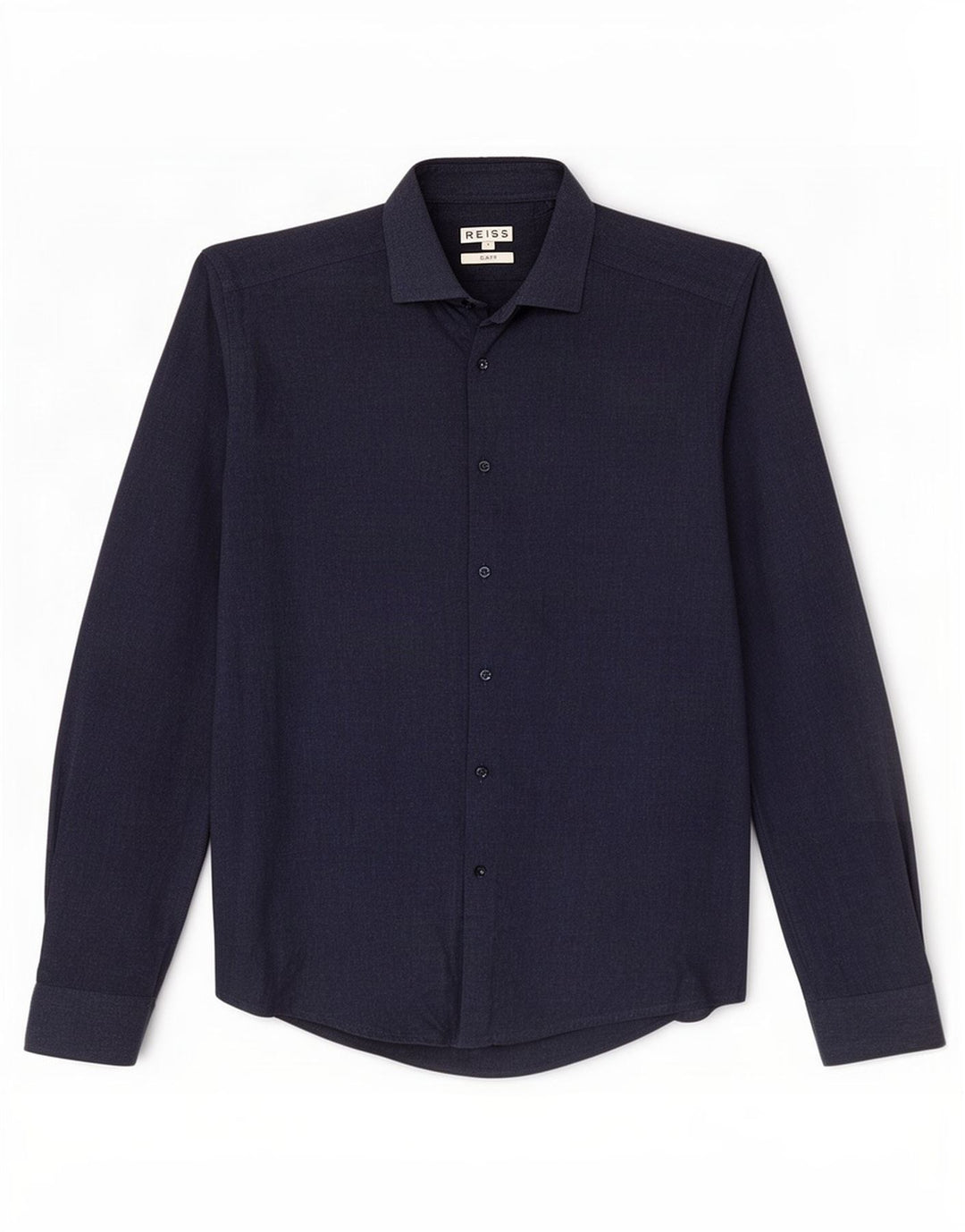 Camisa masculina Reiss Slim Fit pequena algodão azul marinho