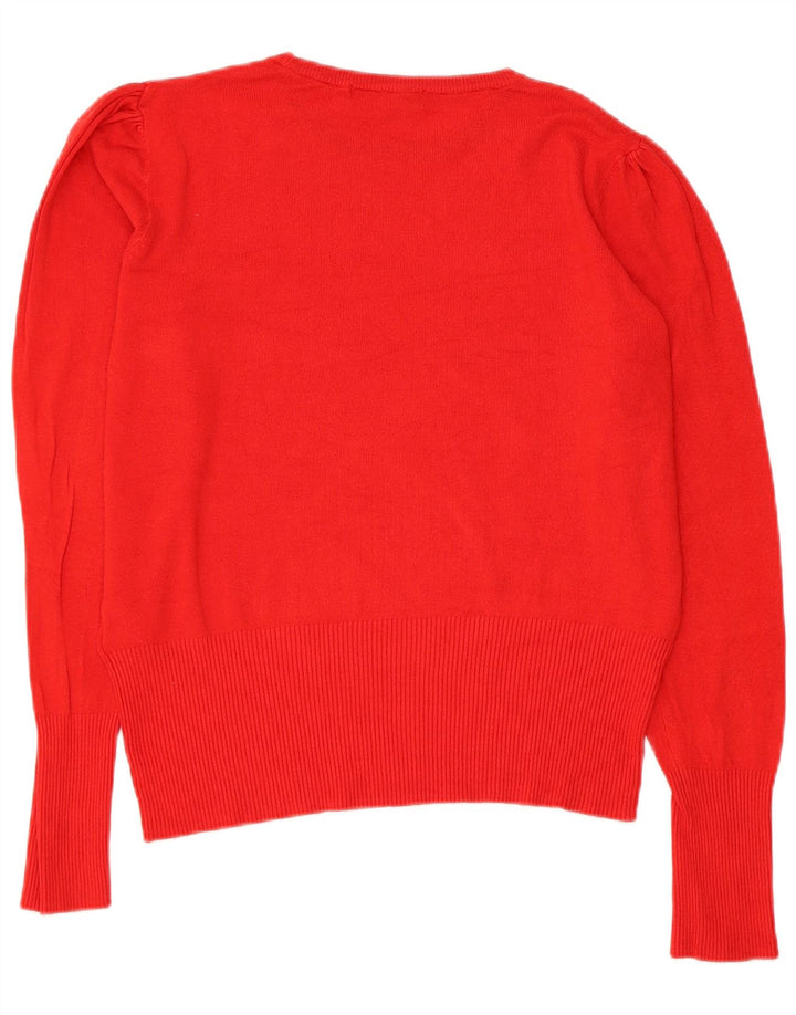 Suéter feminino Marks & Spencer com gola redonda Reino Unido 14 grande viscose vermelha