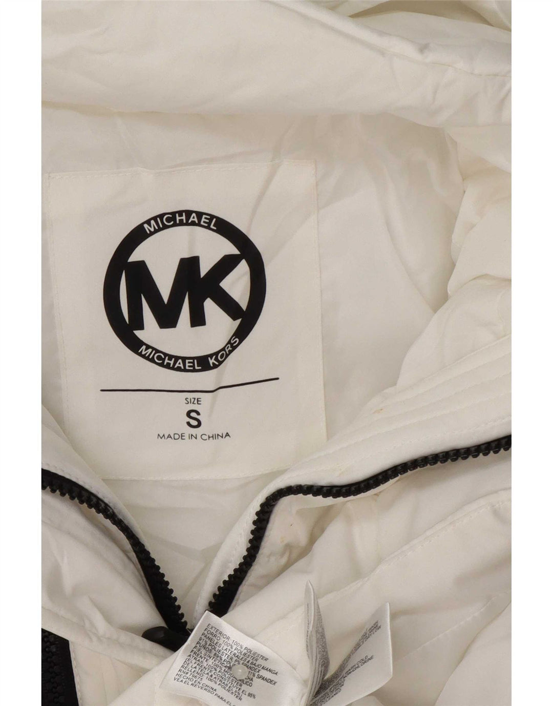 Jaqueta acolchoada com capuz feminino Michael Kors UK 10 poliéster branco pequeno