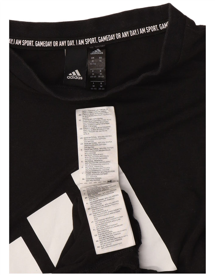 ADIDAS Womens Graphic Vest Top UK 12/14 Médio Preto Poliéster