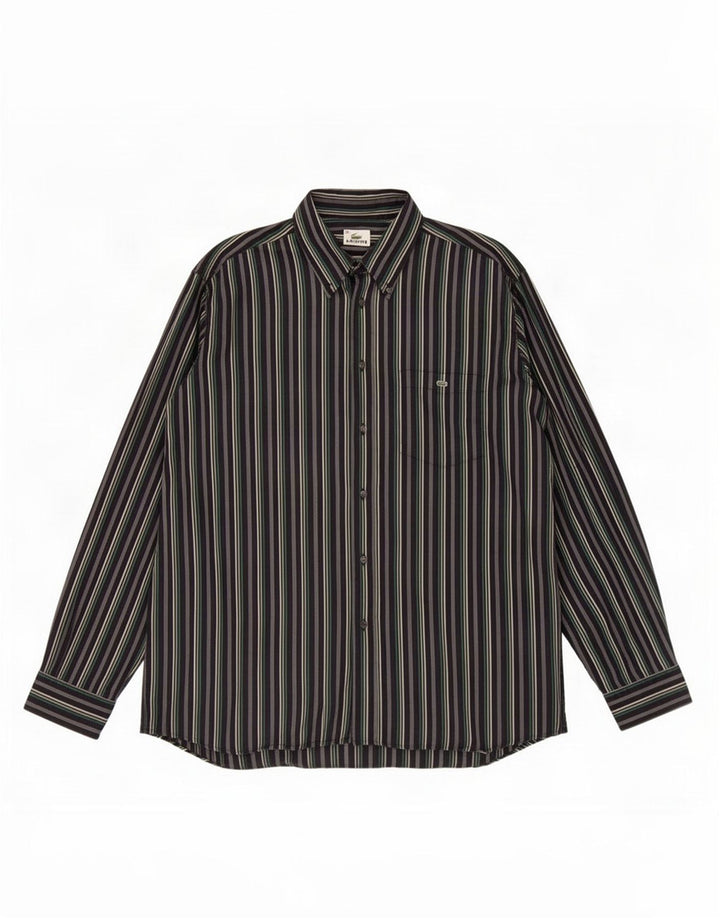 Camisa Lacoste Masculina Tamanho 43 Grande Listrada Preta