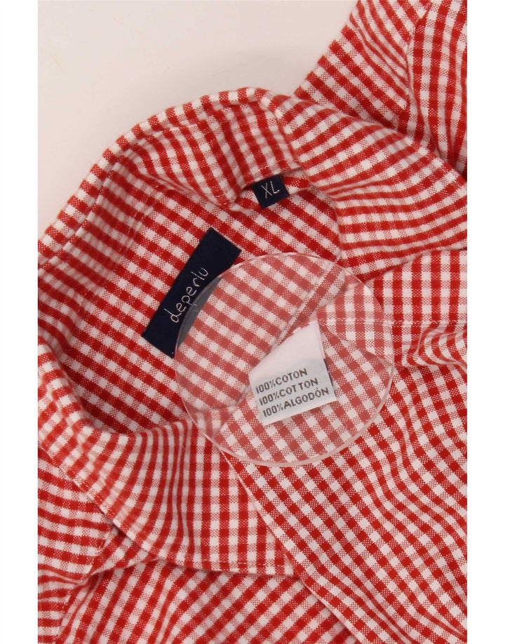 Camisa masculina de flanela Deperlu XL algodão guingão vermelho
