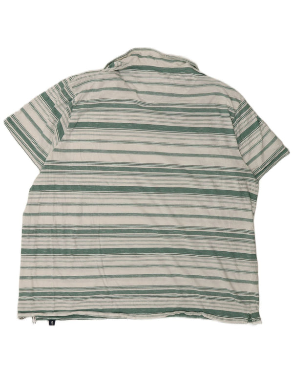 Camisa polo masculina 4XL de peixe estranho algodão listrado verde