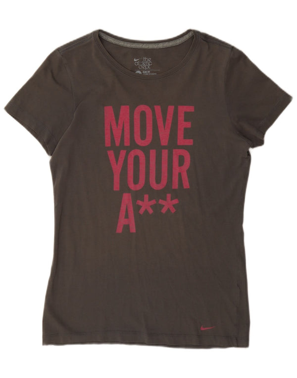 Camiseta Nike Feminina Slim Fit Graphic Top UK 14 Grande Cinza