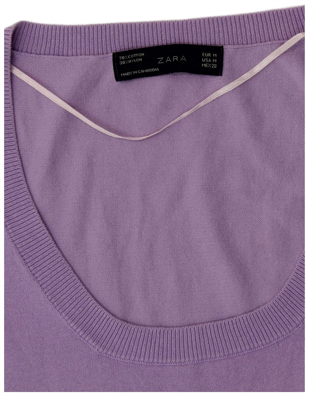 ZARA Womens Vest Tank Top UK 14 Médio Algodão Roxo