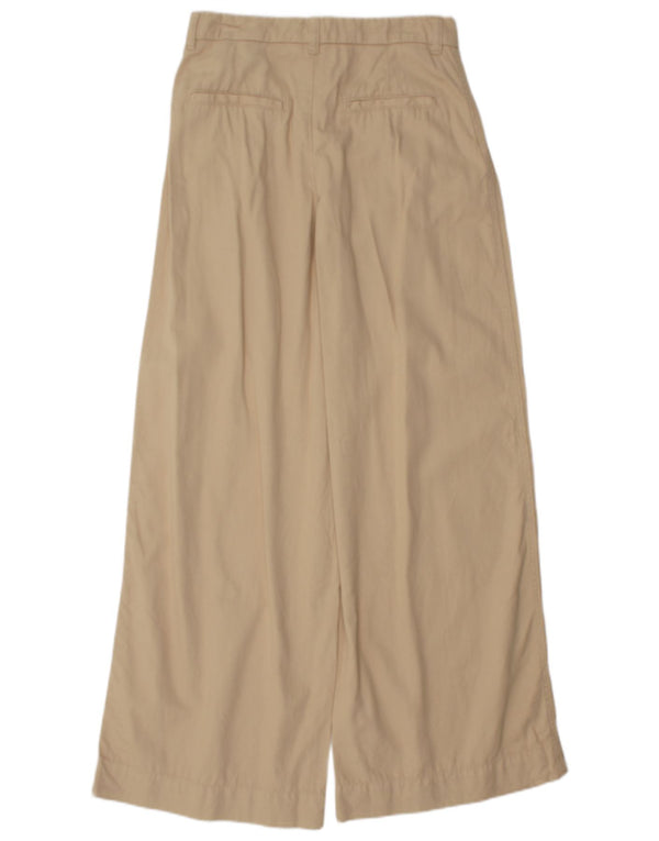 Calça chino feminina Zara com pernas largas EU 34 2XS W24 L32 algodão bege