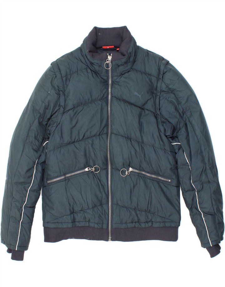 PUMA Womens Padded Jacket UK 8 Small Blue Vintage Puma and Second-Hand Puma from Messina Hembry 