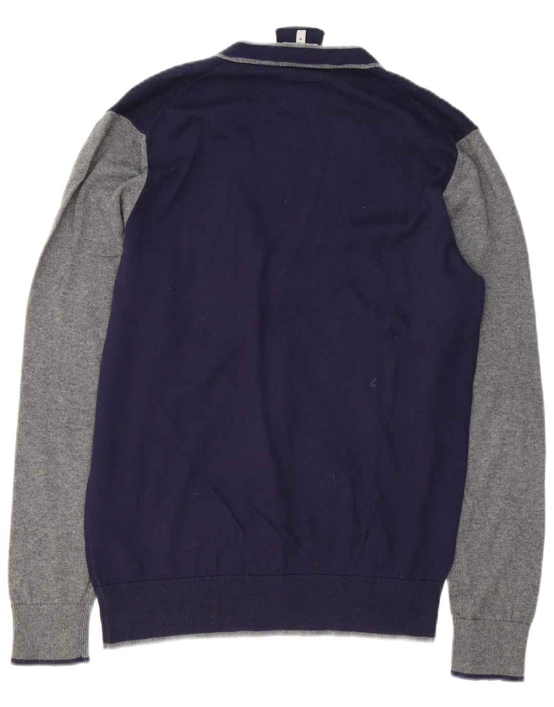 ARMANI JEANS Suéter cardigã masculino médio azul marinho algodão colorblock