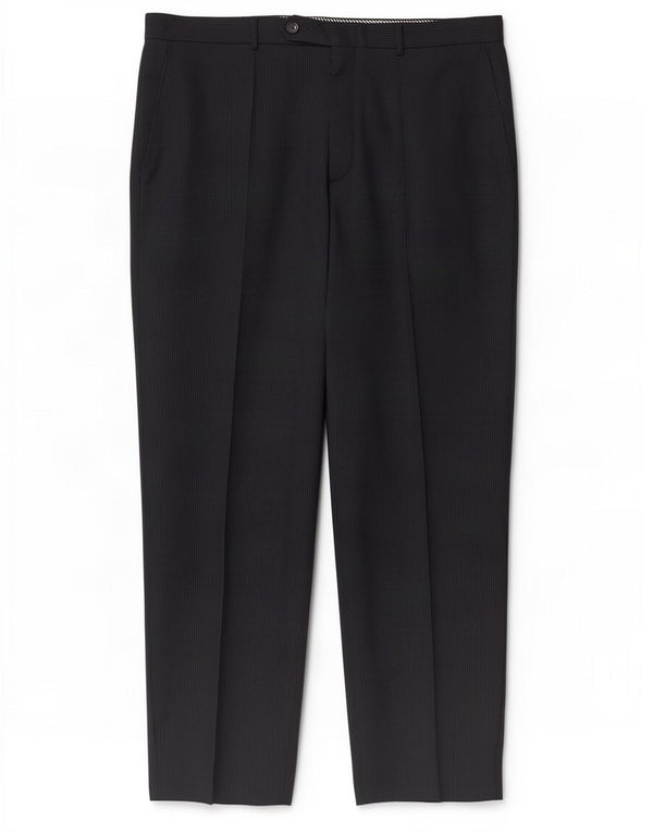 Calça masculina de terno reto Marks & Spencer W36 L31 risca de giz azul marinho