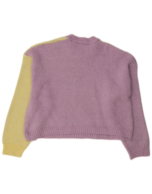 Suéter feminino Zara com gola redonda e ajuste solto Reino Unido 14 médio roxo