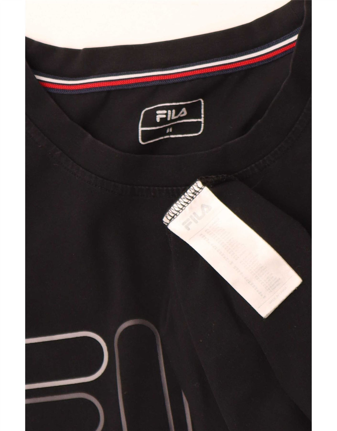 Fila Mens Graphic T-Shirt Top Médio Algodão Preto