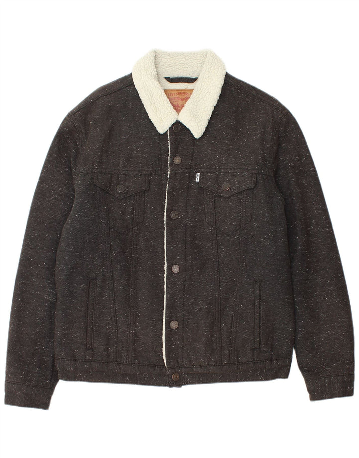 Jaqueta masculina Sherpa Levi's UK 40 grande algodão manchado cinza