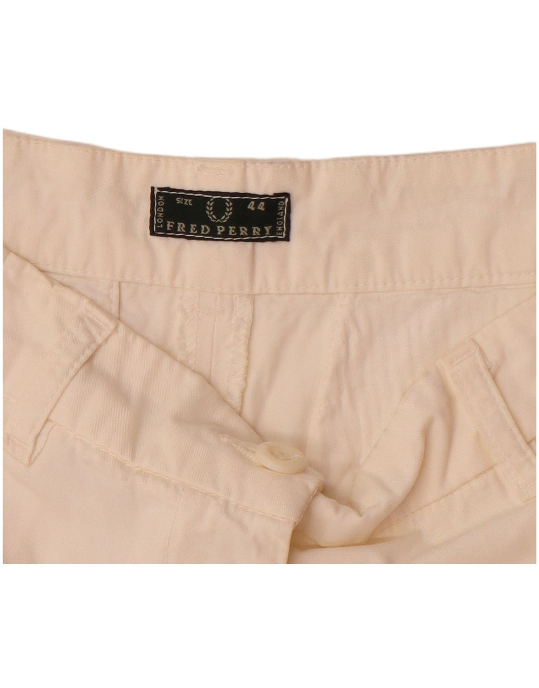 Shorts Chino feminino FRED PERRY IT 44 médio W30 algodão branco